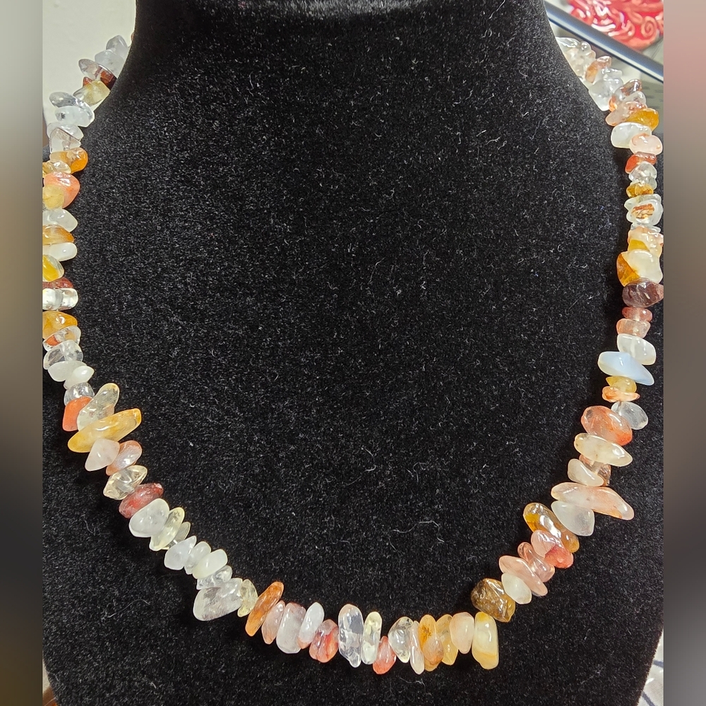 Gorgeous Fire Quartz Chip Necklace With Toggle Closure On Sale!!!🔥